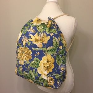 VTG Laura Ashley Floral Backpack Rope Straps Beach